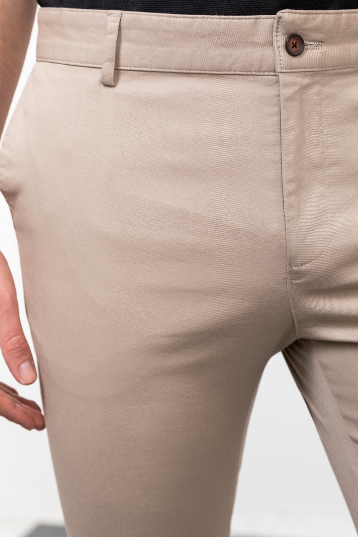 Beige Color Linen Super Slim Classic Men's Trouser