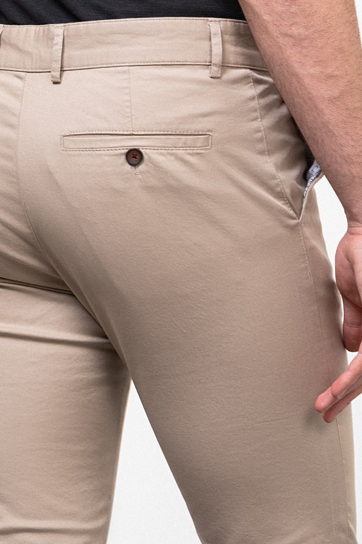 Beige Color Linen Super Slim Classic Men's Trouser