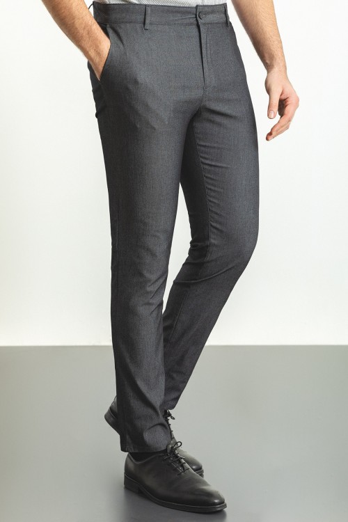 Black And Ecru Color Super Slim Fit Classic Cotton Men's Trousers