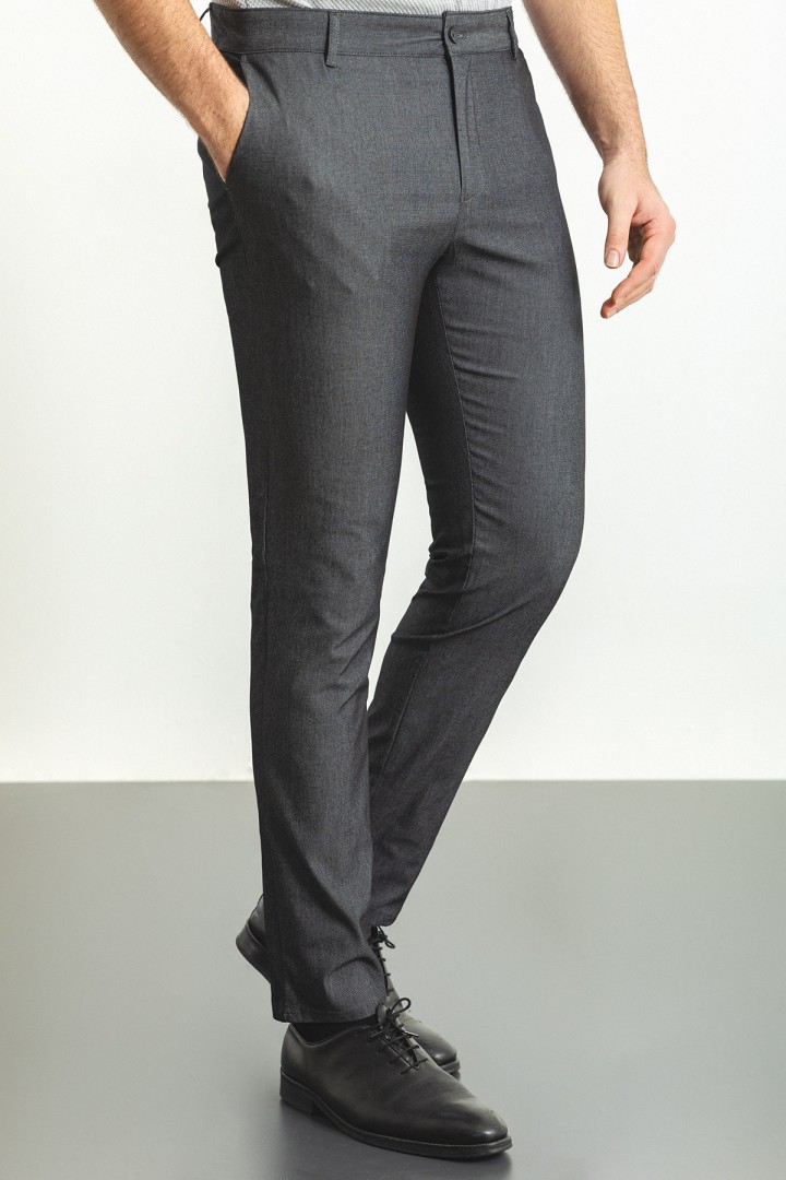 Black And Ecru Color Super Slim Fit Classic Cotton Men's Trousers