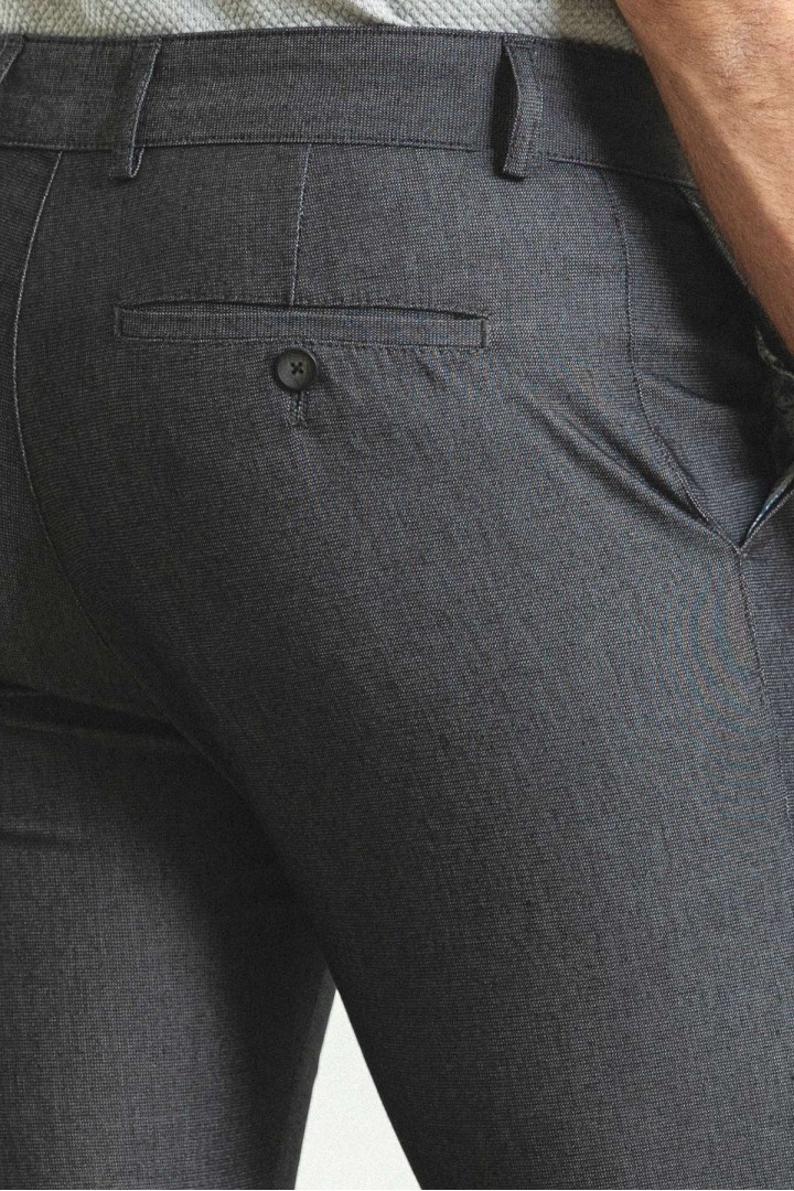 Black And Ecru Color Super Slim Fit Classic Cotton Men's Trousers