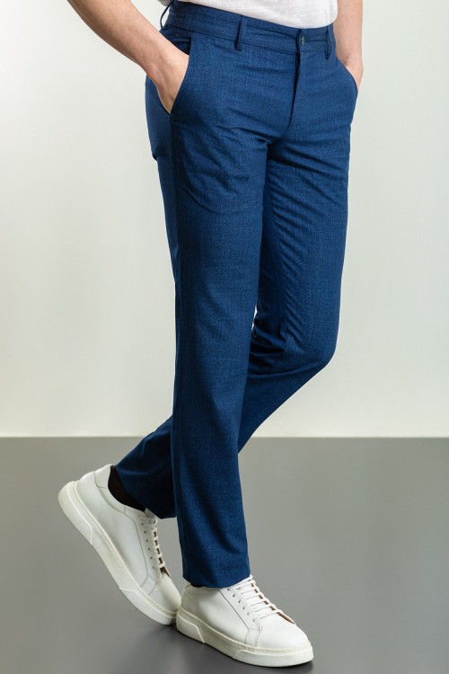 Indigo Color Relaxed Fit Casual Cotton Men's Trousers