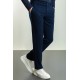 Dark Blue Color Relaxed Fit Casual Cotton Men's Trousers