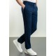 Light Dark Blue Color Relaxed Fit Casual Cotton Men's Trousers
