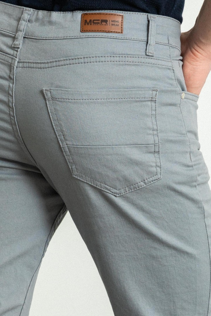 Grey Color Casual Canvas Five Pocket Cotton Men's Pants