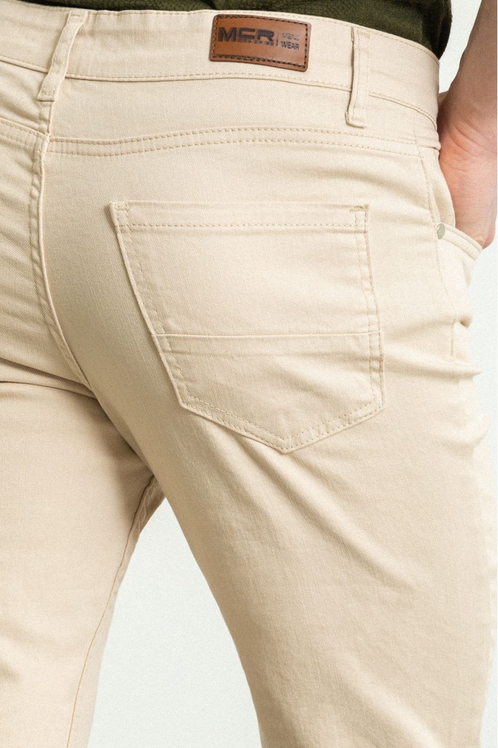 Stone Color Casual Canvas Five Pocket Cotton Men's Pants
