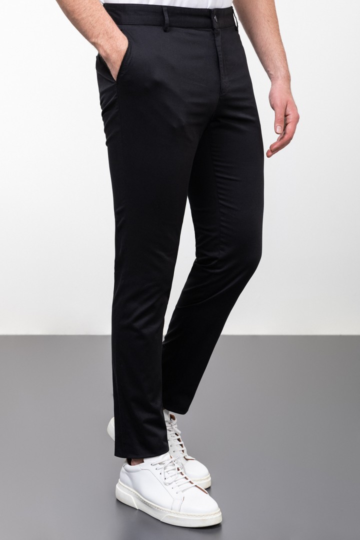 Black Color Cotton Classic Men's Trouser
