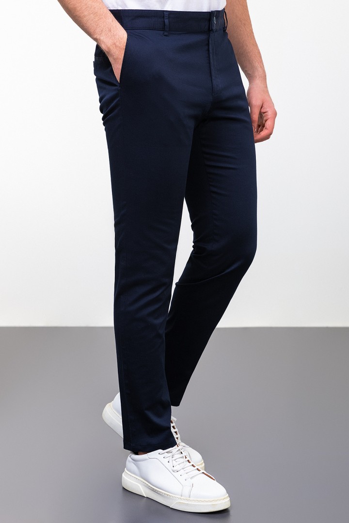 Dark Blue Color Cotton Classic Men's Trouser