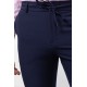 Dark Blue Color Drawstring Design Casual Wool Men's Trousers