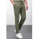Khaki Color Drawstring Design Casual Wool Men's Trousers