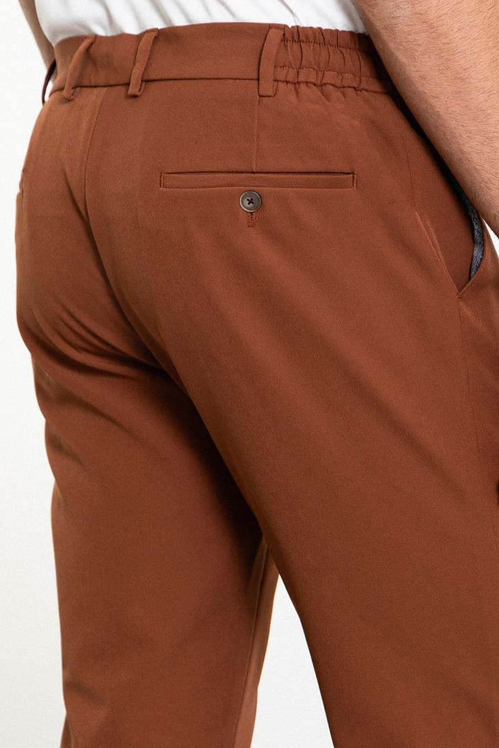 Tile Color Drawstring Design Casual Wool Men's Trousers