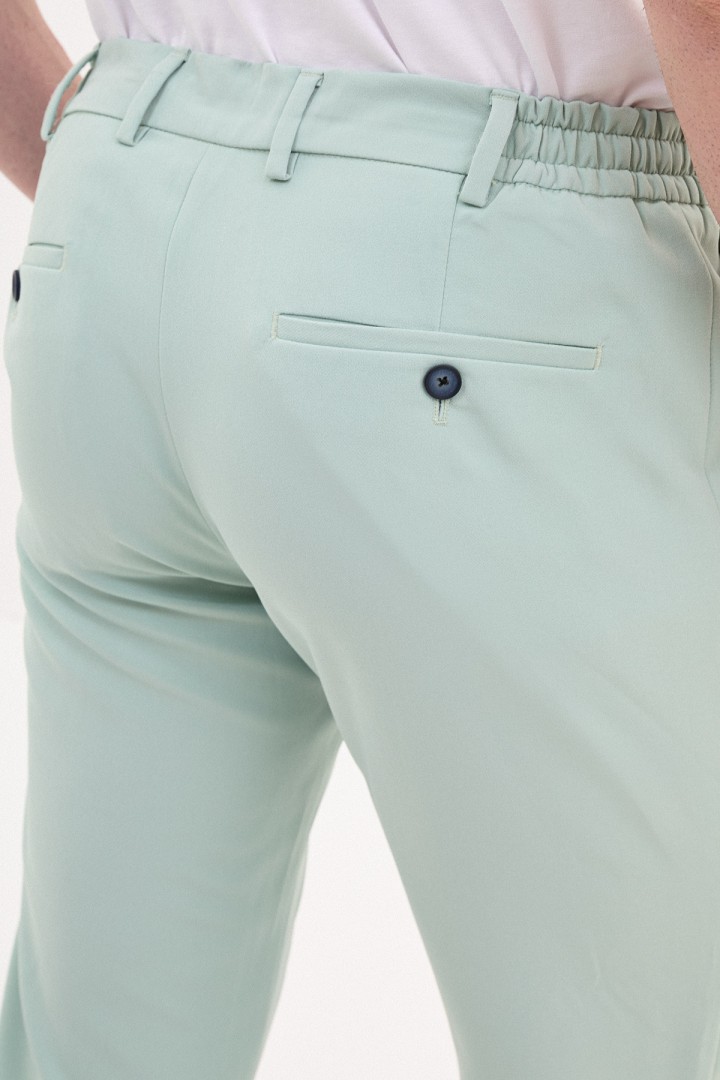 Unripe Almond Color Drawstring Design Casual Wool Men's Trousers