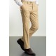Beige Color Check Patterned Design Casual Linen Men's Trousers