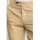 Beige Color Check Patterned Design Casual Linen Men's Trousers