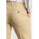 Beige Color Check Patterned Design Casual Linen Men's Trousers