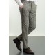 Black And Claret Red Color Check Patterned Design Classic Wool Men's Trousers