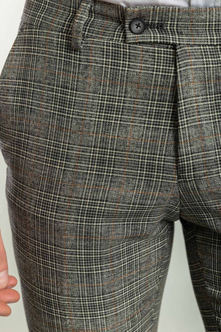 Black And Camel Color Check Patterned Design Classic Wool Men's Trousers