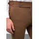 Camel Color Belted Design Classic Wool Men's Trousers
