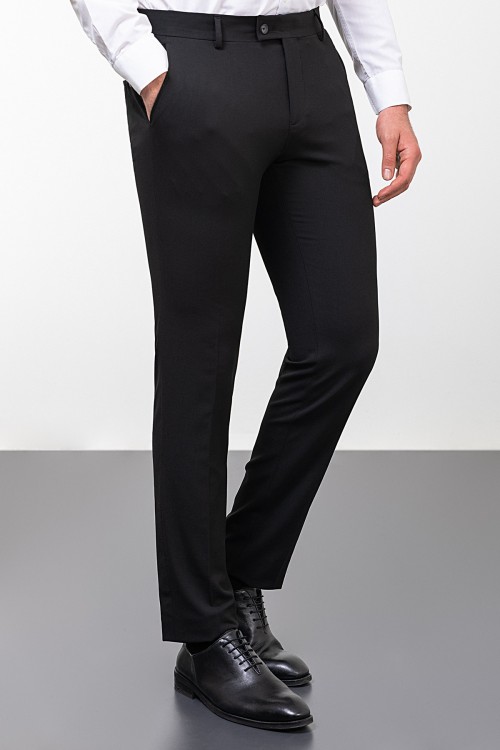 Black Color Classic Wool Men's Trousers