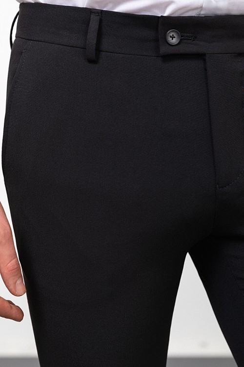 Black Color Classic Wool Men's Trousers