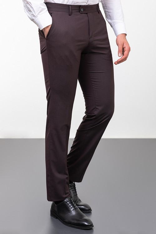 Claret Red Color Classic Wool Men's Trousers