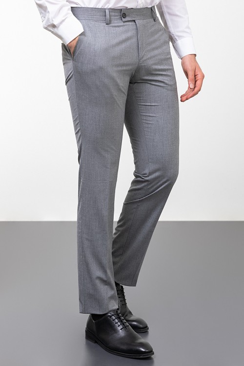 Grey Color Classic Wool Men's Trousers