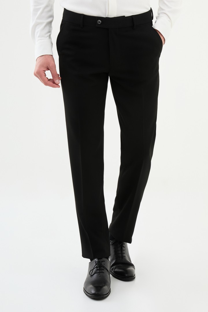 Black Color Classic Wool Men's Trousers