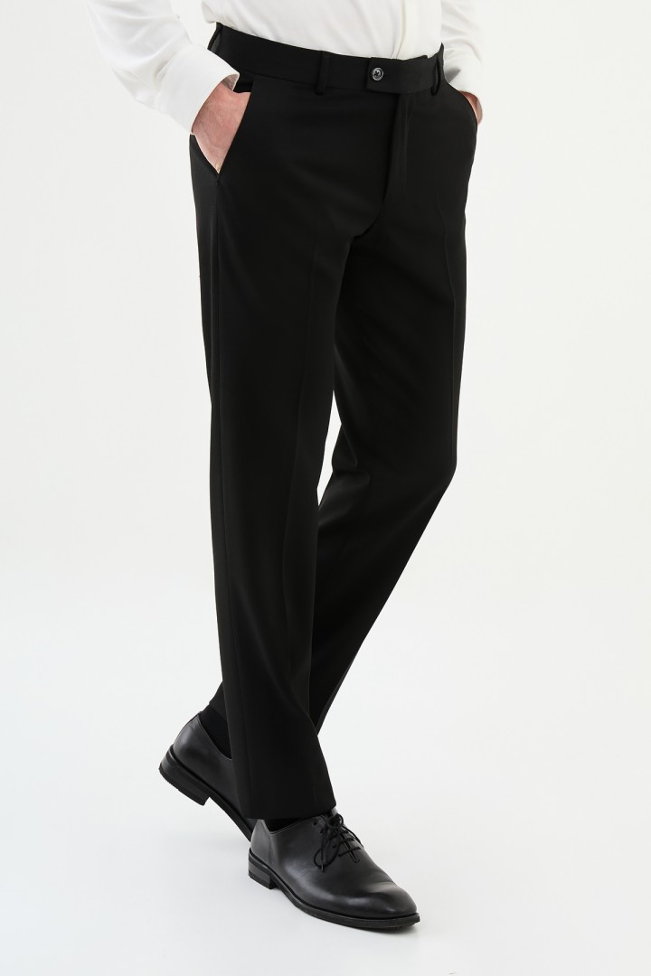 Black Color Classic Wool Men's Trousers