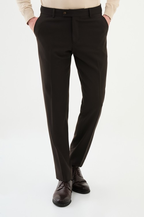 Brown Color Classic Wool Men's Trousers