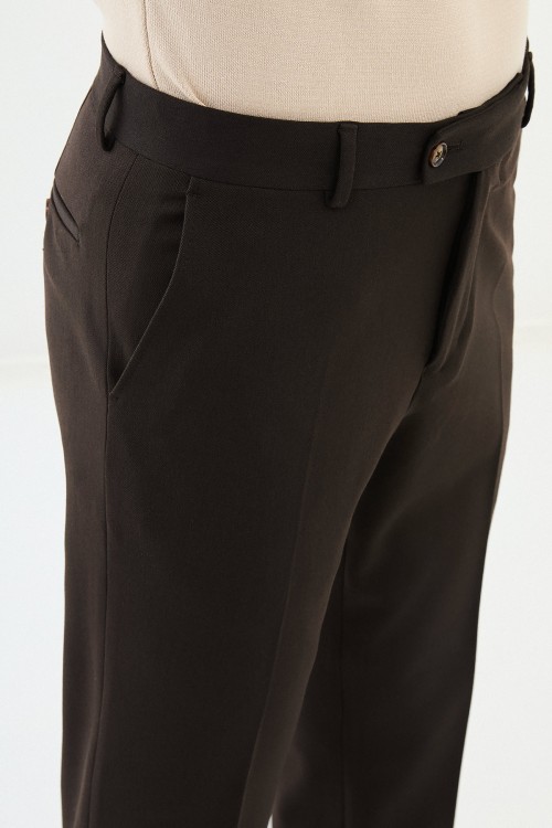 Brown Color Classic Wool Men's Trousers