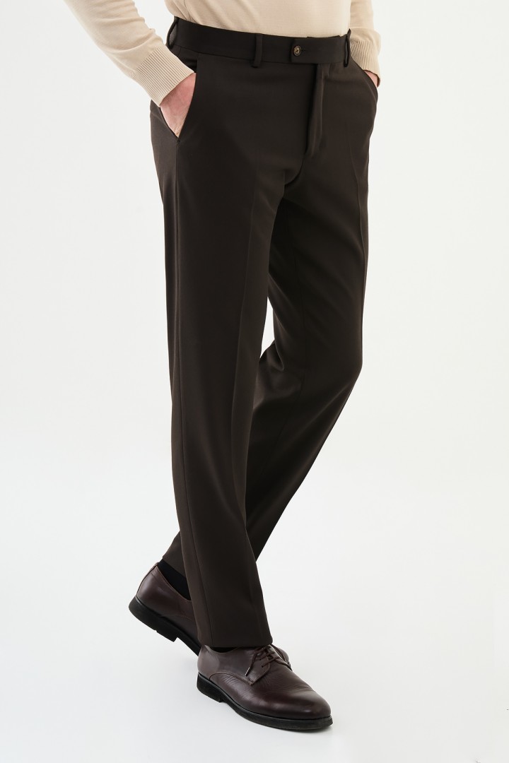 Brown Color Classic Wool Men's Trousers