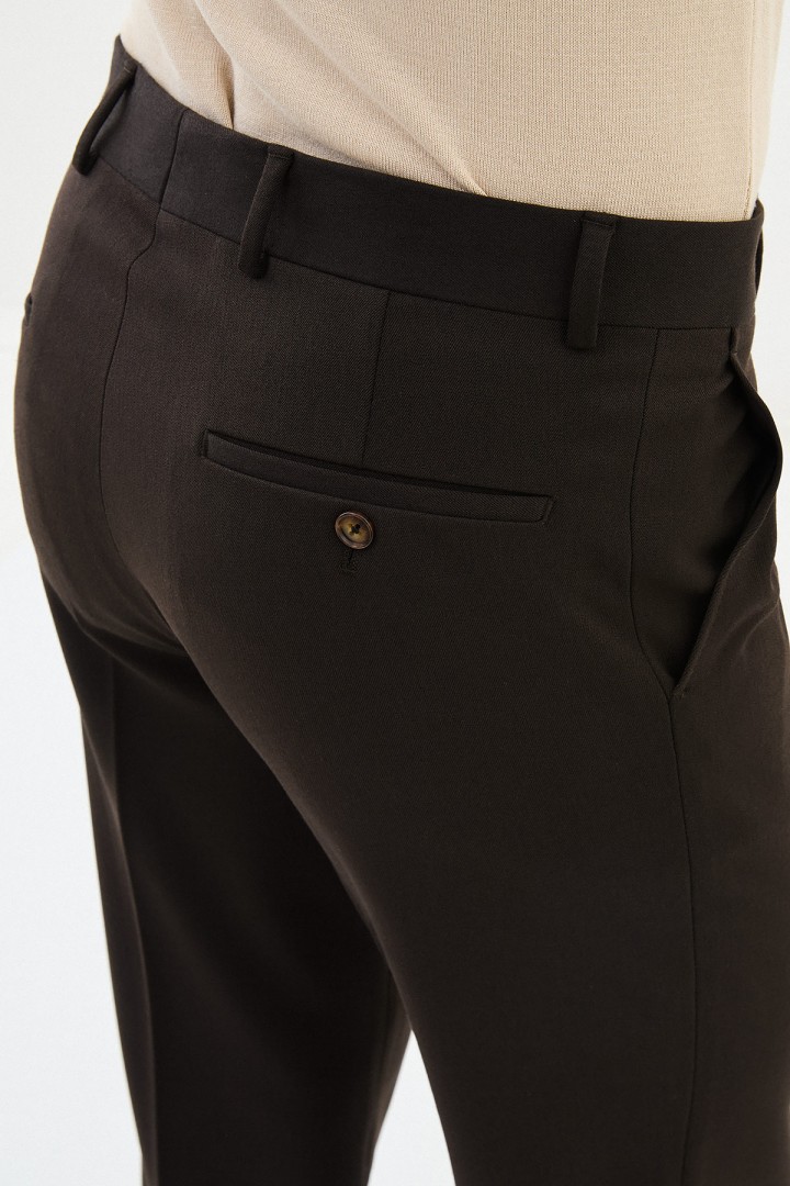 Brown Color Classic Wool Men's Trousers