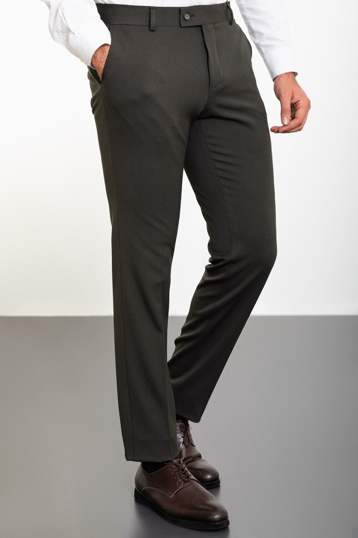 Khaki Color Classic Wool Men's Trousers
