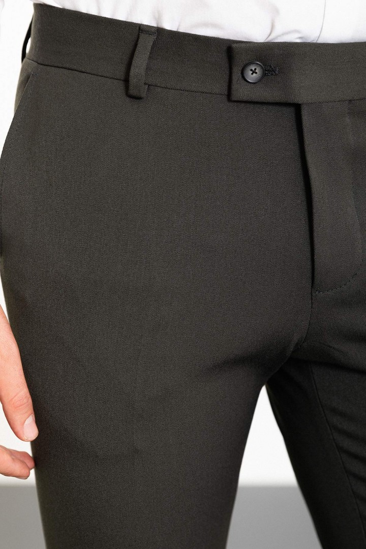 Khaki Color Classic Wool Men's Trousers