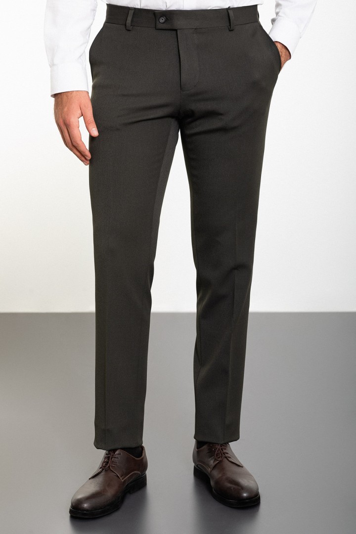 Khaki Color Classic Wool Men's Trousers
