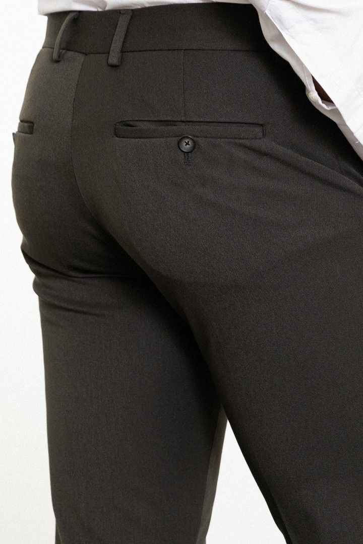 Khaki Color Classic Wool Men's Trousers