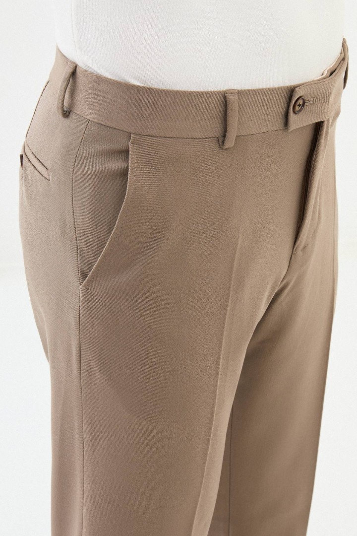 Beige Color Classic Wool Men's Trousers