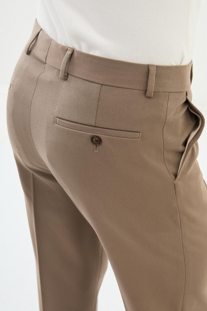 Beige Color Classic Wool Men's Trousers