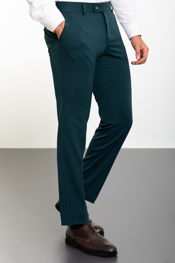 Emerald Color Classic Wool Men's Trousers