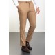 Beige Color Belted Design Casual Wool Men's Trousers