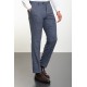 Dark Blue Color Check Patterned Design Linen Fabric Classic Men's Pants
