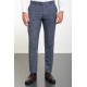 Dark Blue Color Check Patterned Design Linen Fabric Classic Men's Pants
