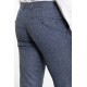 Dark Blue Color Check Patterned Design Linen Fabric Classic Men's Pants