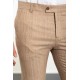 Beige Color Check Patterned Design Linen Fabric Classic Men's Pants