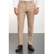 Beige Color Check Patterned Design Linen Fabric Classic Men's Pants