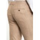 Beige Color Check Patterned Design Linen Fabric Classic Men's Pants
