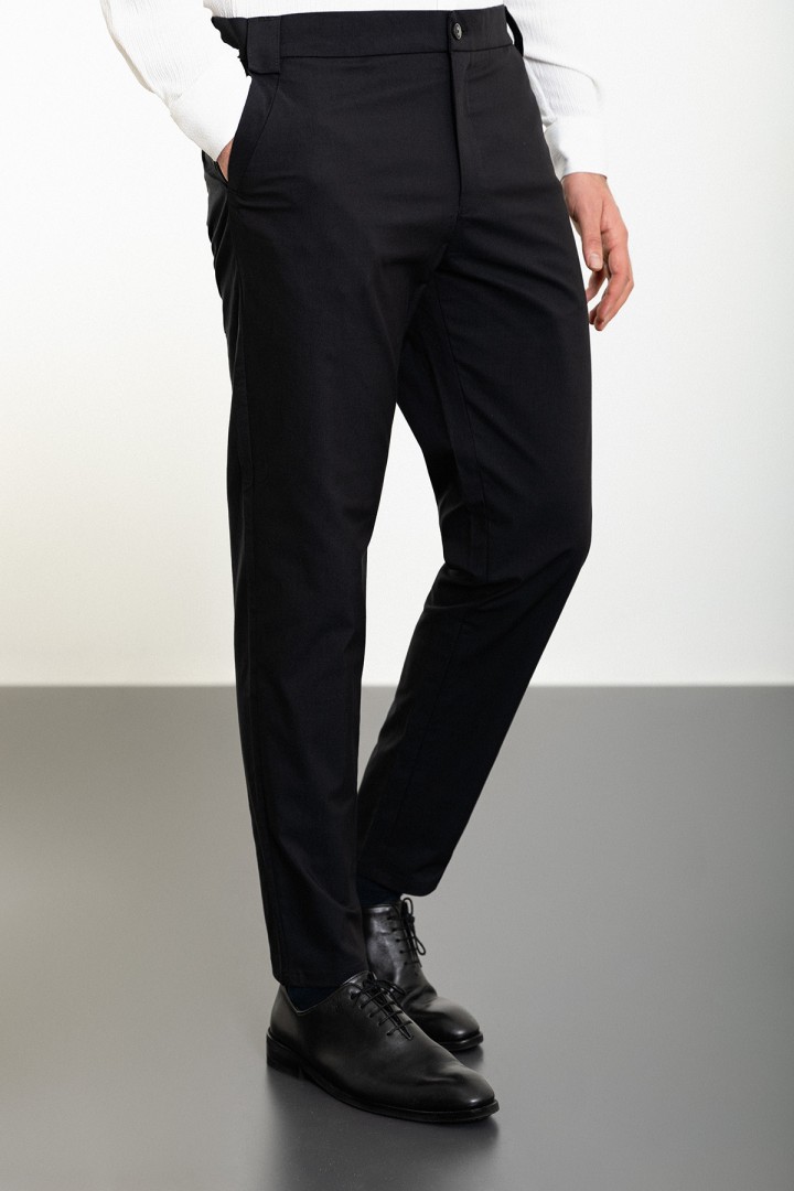 Black color Elastic Design Casual Men's Pants