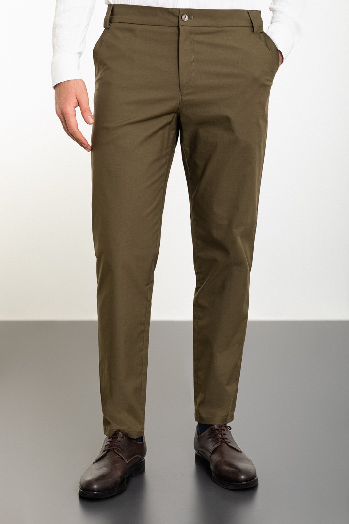 Khaki color Elastic Design Casual Men's Pants