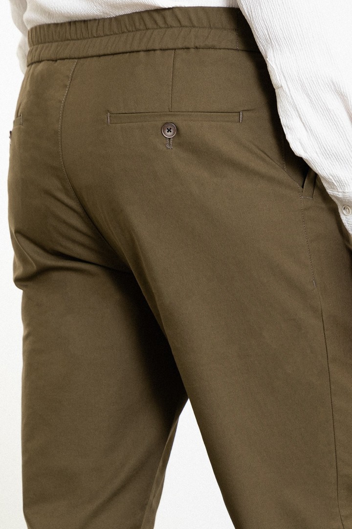 Khaki color Elastic Design Casual Men's Pants
