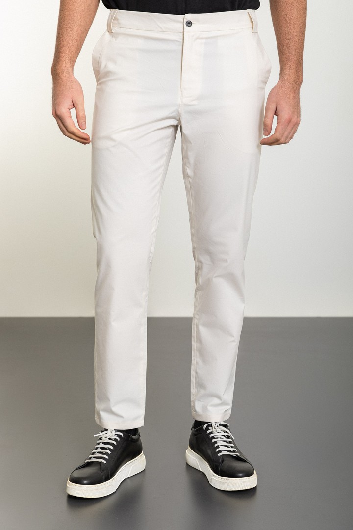 Ecru Color Cotton Fabric Casual Men's Pants